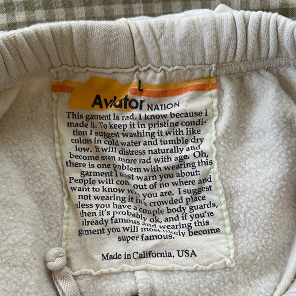 Aviator Nation 5 Stripe Sweatpants Vintage White - Picture 4 of 5